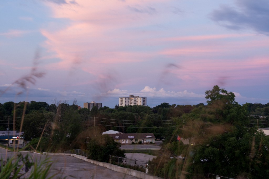 An image of a sunset in subruban Waterloo Ontario.