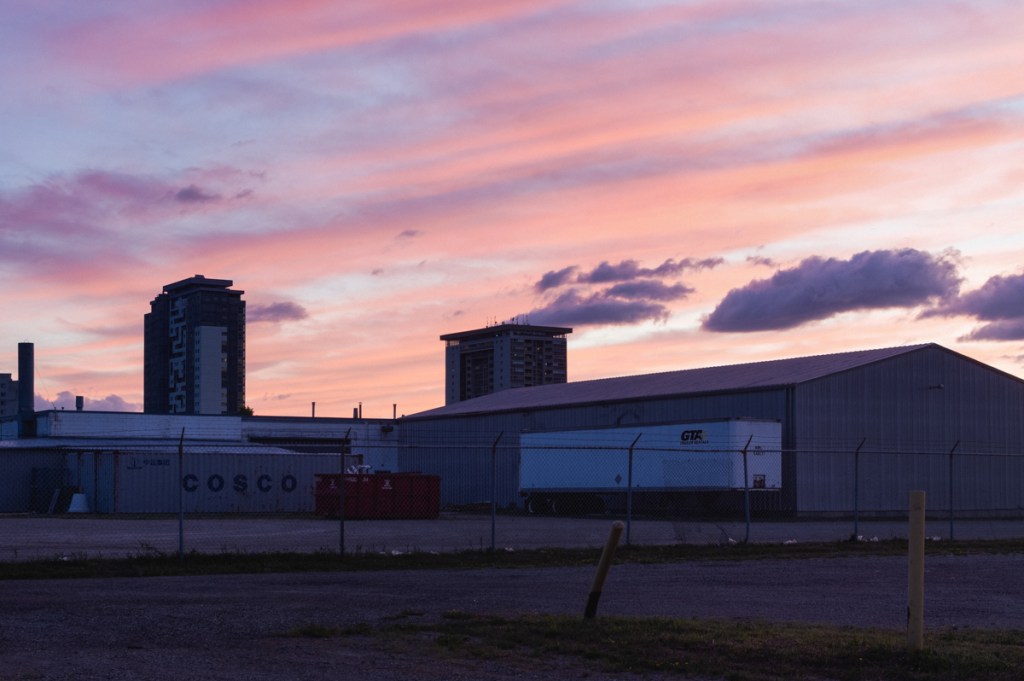 An image of a sunset in subruban Waterloo Ontario.