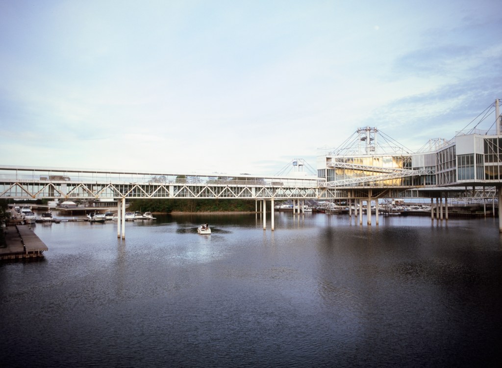 A photograph of Ontario Place shot on Fuji Velvia 100 with a Bronica ETRSi processed and scanned by Downtown Camera.