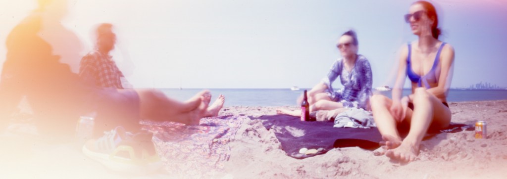A beach landscape taken with a pinhole camera.