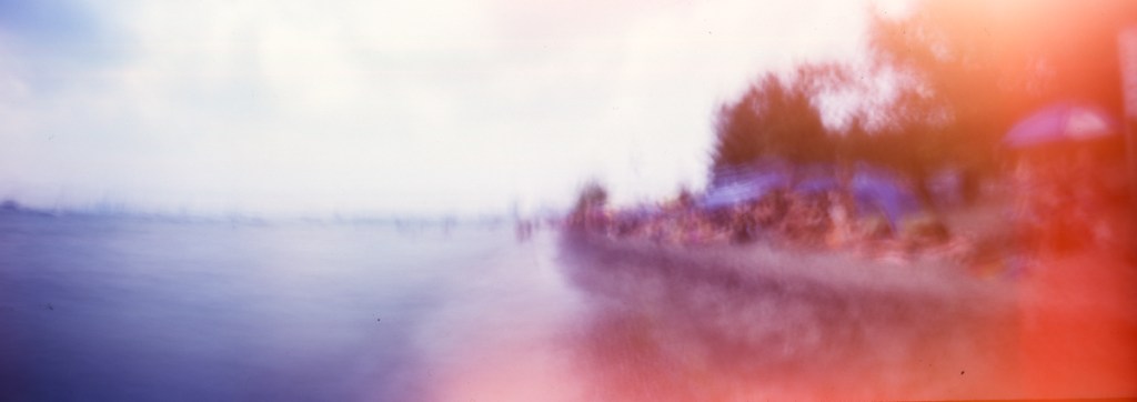A beach landscape taken with a pinhole camera.