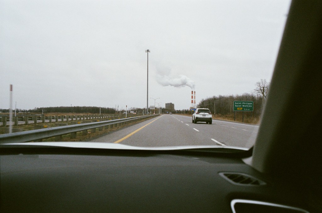 a photo looking out a car windshield