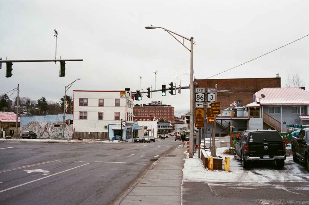 a landscape image of downtown saranac lake new york