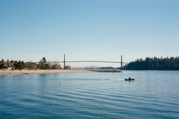 a landscape image of the lions gate bridge in vancouver british columbia