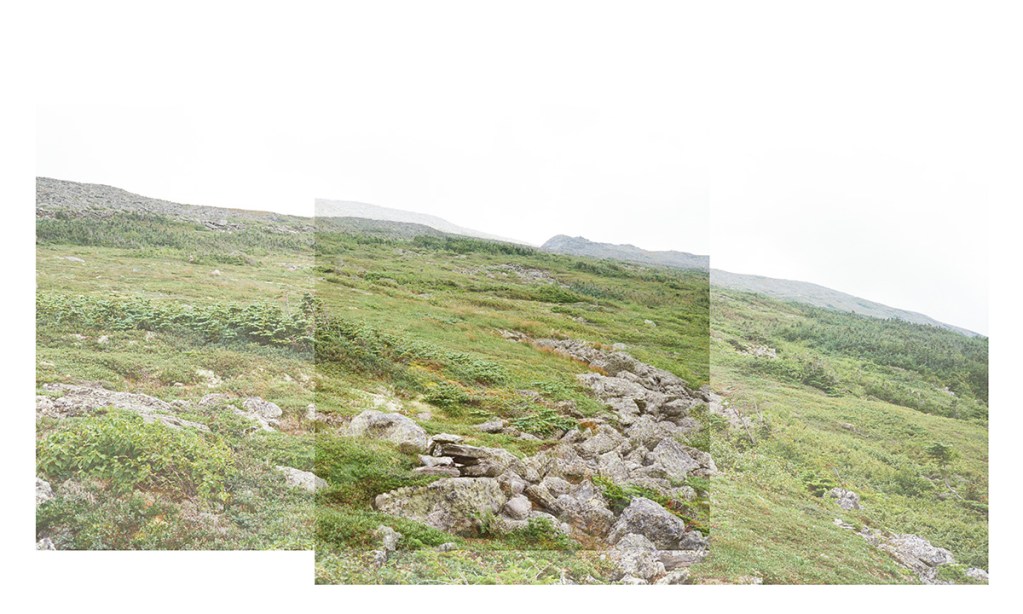 a composite landscape image of a mountain side